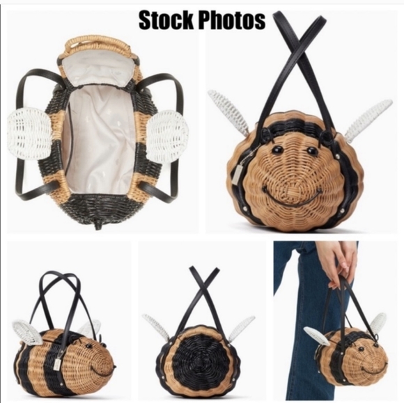 NEW RARE Kate Spade Down the Rabbit Hole Novelty Wicker Bumble Bee Handbag - Picture 6 of 6